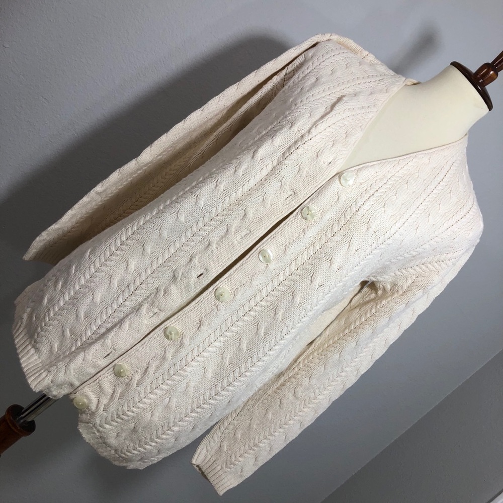 Talbots Cable Knit Button Down Cardigan Sweater